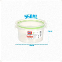 Pote Plástico Hermético com Trava Redondo – 550 ml Verde