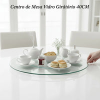 Centro de Mesa Giratório em Vidro – 40 cm