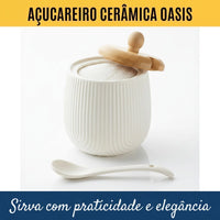 Açucareiro Oasis em Cerâmica com Colher e Tampa – 360 ml