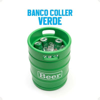 Barril Cooler Banco Verde com Tampa Marrom