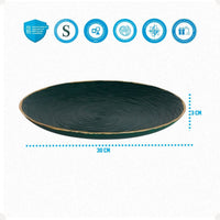 Kit Centro de Mesa Redondo 30cm + Folha Curva 24,5cm Zein Verde Dourado