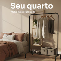Arara Cabideiro para Roupas em Aço com Sapateira Reforçada