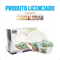 Conjunto Breakfast Baby Yoda em Cerâmica com Caneca, Bowl e Prato