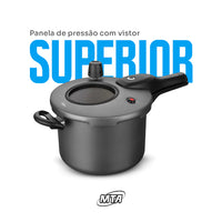 Panela de Pressão MTA 4,5 L Antiaderente-Visor de Vidro e Fechamento Externo