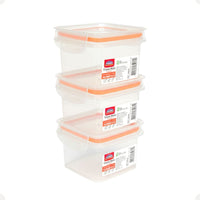 Kit Pote Plástico Hermético Trava Mais 3 Peças 380ml Laranja