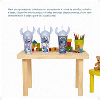 Copo Plástico Stitch com Tampa e Canudo – 500 ml (Sortido)