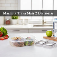Marmita Hermética Trava com 2 Divisórias – 500 ml