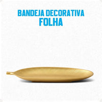 Centro de Mesa Decorativo em Formato de Folha Dourado – 40 x 14 cm