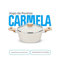 Conjunto de Panelas Carmela Vanilla MTA 5 Peças com Revestimento Ceramic Flon