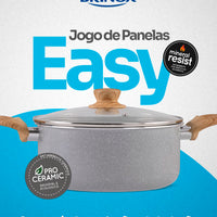 Conjunto de Panelas Easy Gris Ceramic Life 10 Peças Antiaderente – Cinza