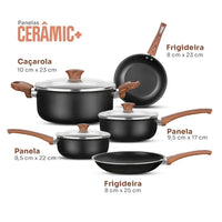 Conjunto de Panelas MTA Ceramic 5 Peças com Revestimento Cerâmico