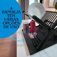 Escorredor de Louças Dobrável Slim para 14 Pratos – Preto