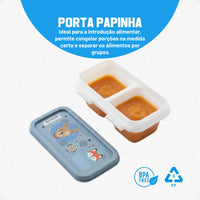 Kit Dosador de Leite em Pó 3 Compartimentos 300ml com Porta Chupeta com Alça e Porta Papinha Duplo com Encaixe 70ml Azul