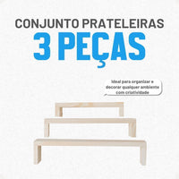Conjunto de Prateleiras em Madeira Pinus – 3 Peças