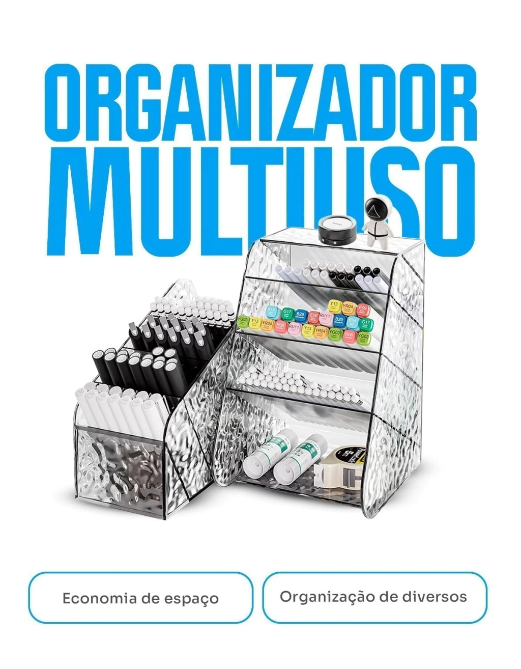 Organizador Multiuso 4 Divisões em Acrílico Texturizado