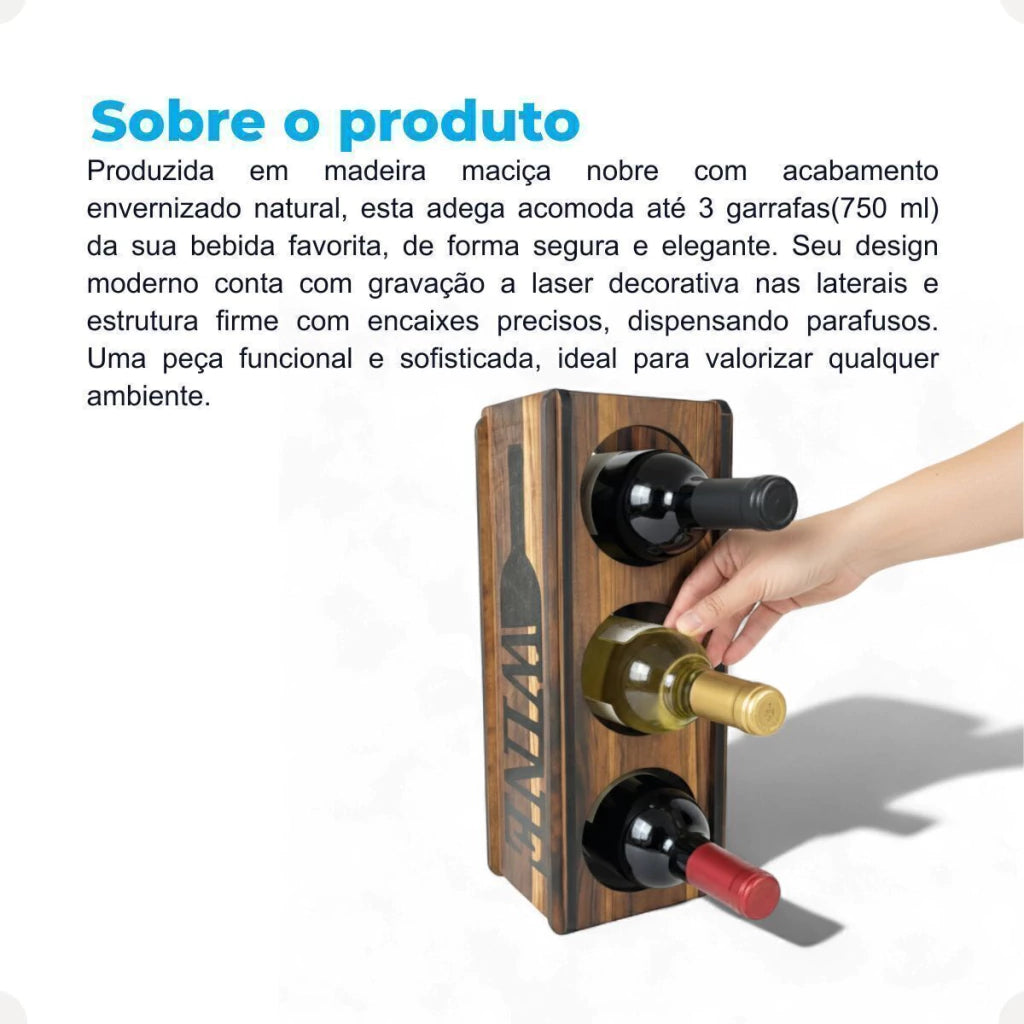 Adega para 3 Garrafas em MDF