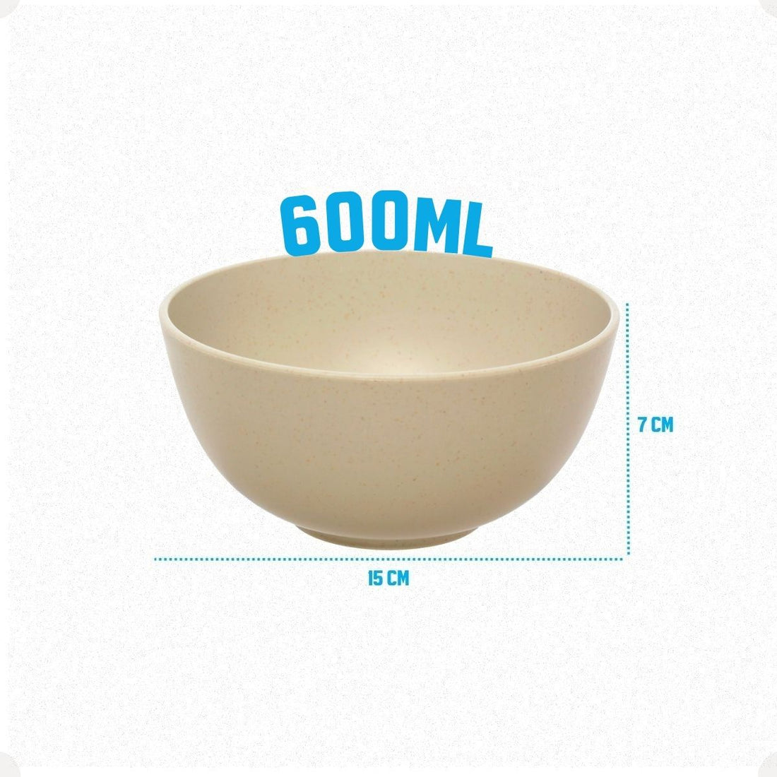 Kit Mesa Posta Fibra de Bambu Bowl 600ml + Prato 20cm + Prato 27cm Bege