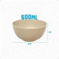 Kit Mesa Posta Fibra de Bambu Bowl 600ml + Prato 20cm + Prato 27cm Bege