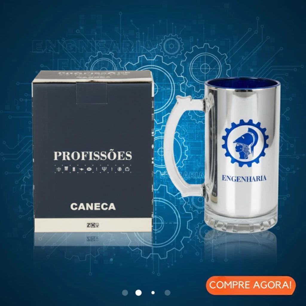 Caneca de Chopp Eletrostática Profissões Engenharia – 450 ml