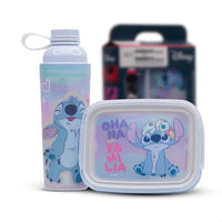 Conjunto Stitch com Garrafa de Tampa Rosqueável e Marmita com Trava