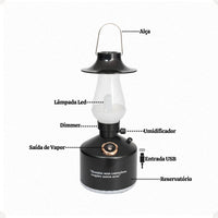 Luminária Lampião Led 3 em 1 com Umidificador