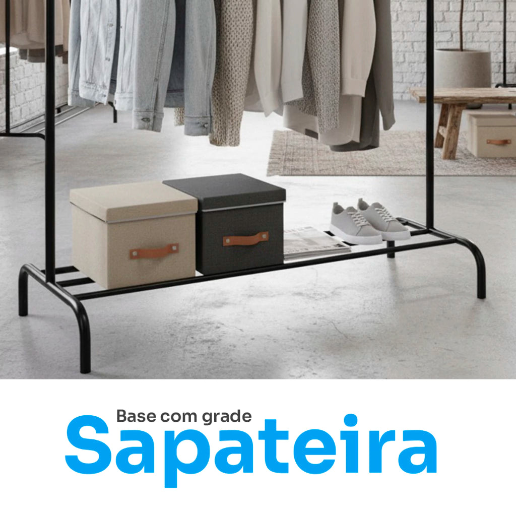 Arara Cabideiro Grande em Aço com Sapateira Integrada