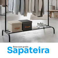Arara Cabideiro Grande em Aço com Sapateira Integrada