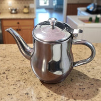 Mini Bule em Aço Inox com Tampa e Alça Fixa – 420 ml