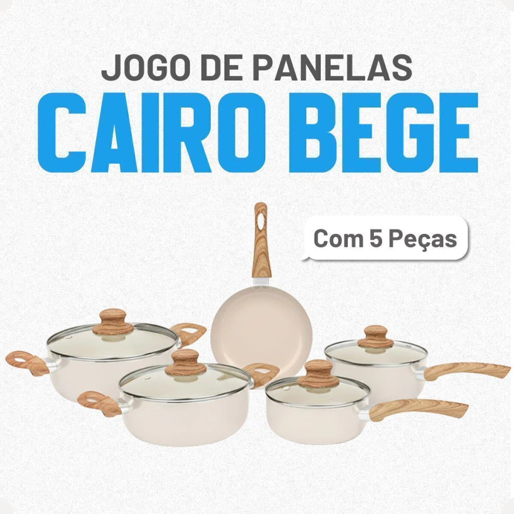 Conjunto de Panelas Cairo Hauskraft 5 Peças em Cerâmica Antiaderente