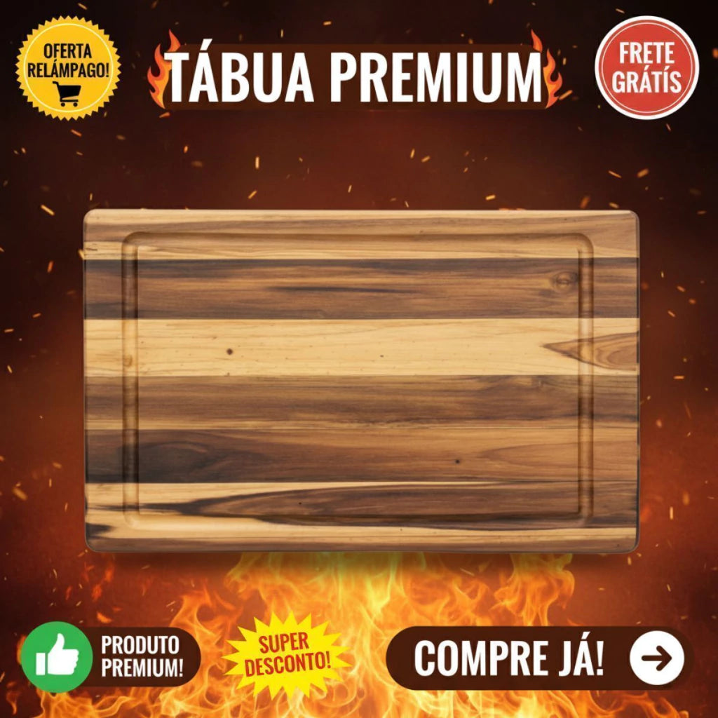 Tábua de Churrasco Retangular em Madeira – Tamanho M (40 x 24,5 cm)