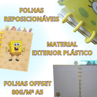 Caderno de Anotações com Divisória 21x16cm 100fls Bob Esponja