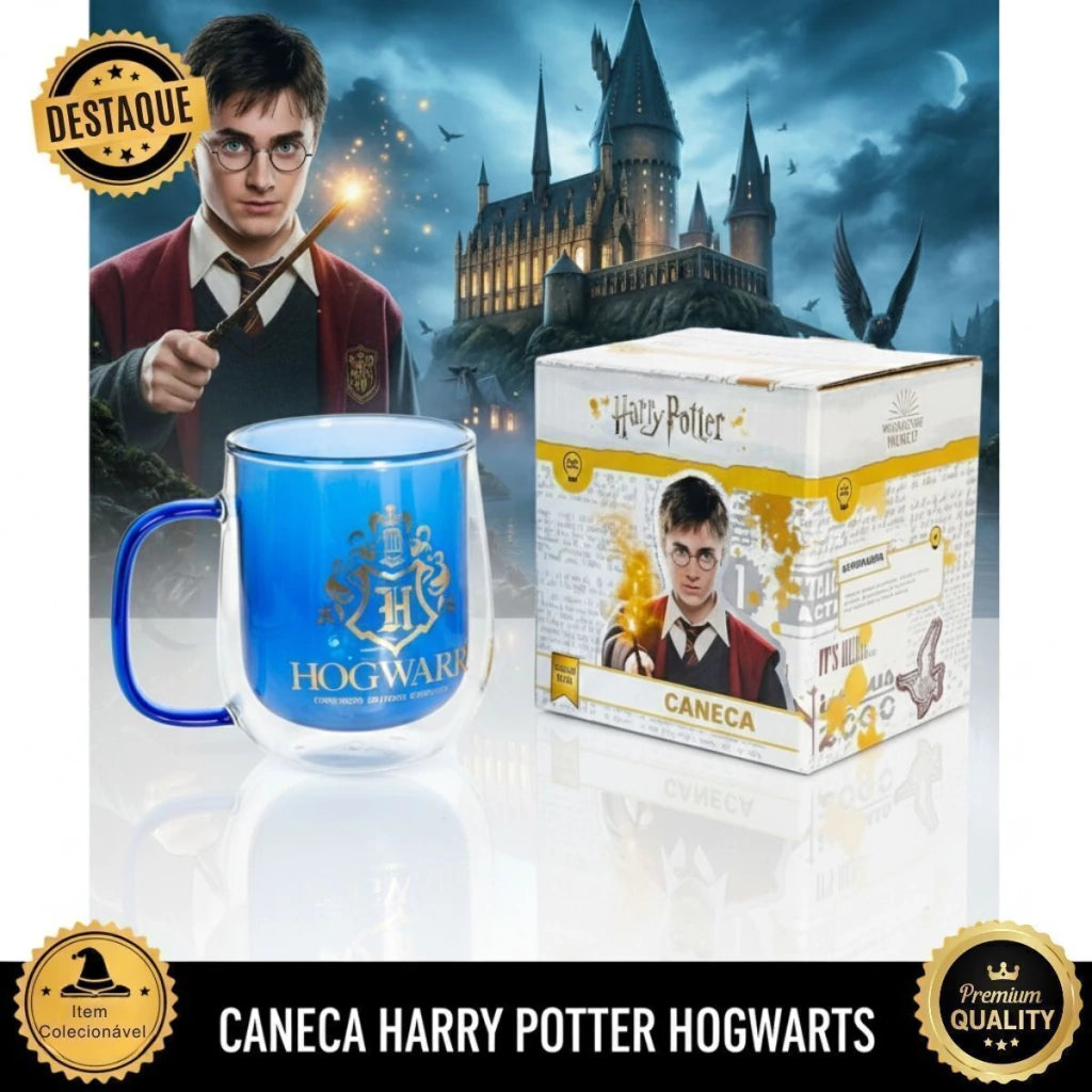 Caneca de Vidro Hogwarts Harry Potter – 300 ml