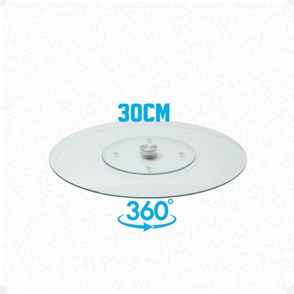 Centro de Mesa Giratório em Vidro – 30 cm