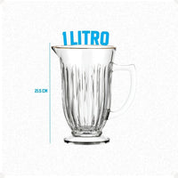 Jarra com 6 Copos de Vidro com Borda Dourada – Lila