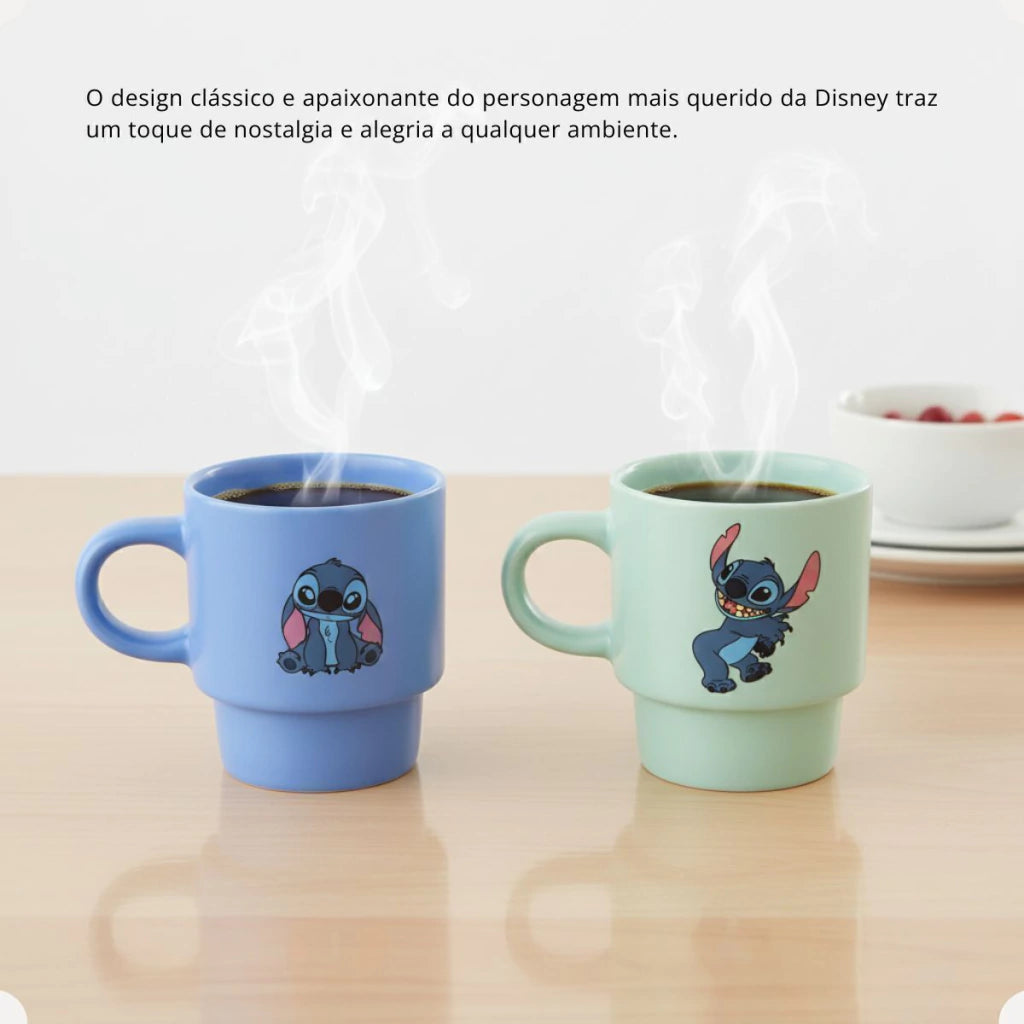 Conjunto com 2 Canecas Empilháveis Stitch – 180 ml