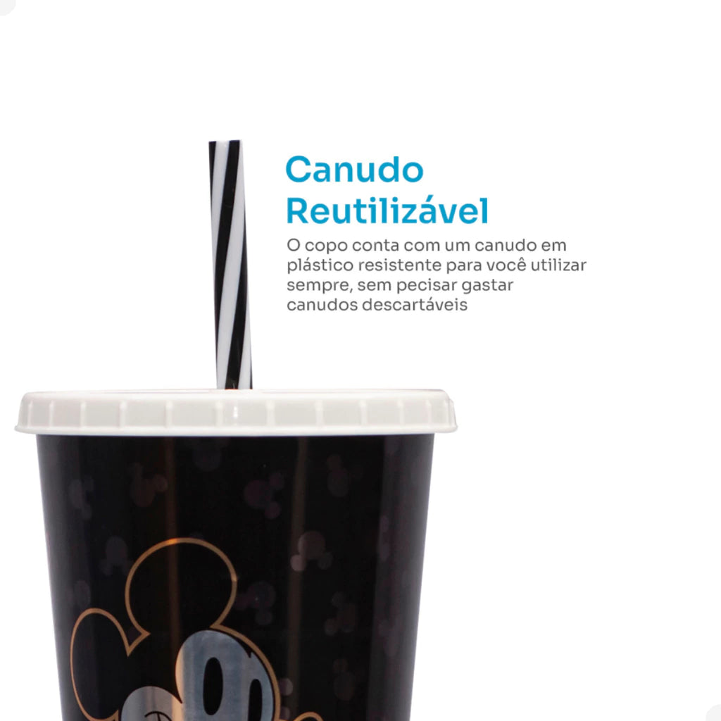 Copo com Tampa e Canudo Mickey Mouse – 700 ml (Sortido)
