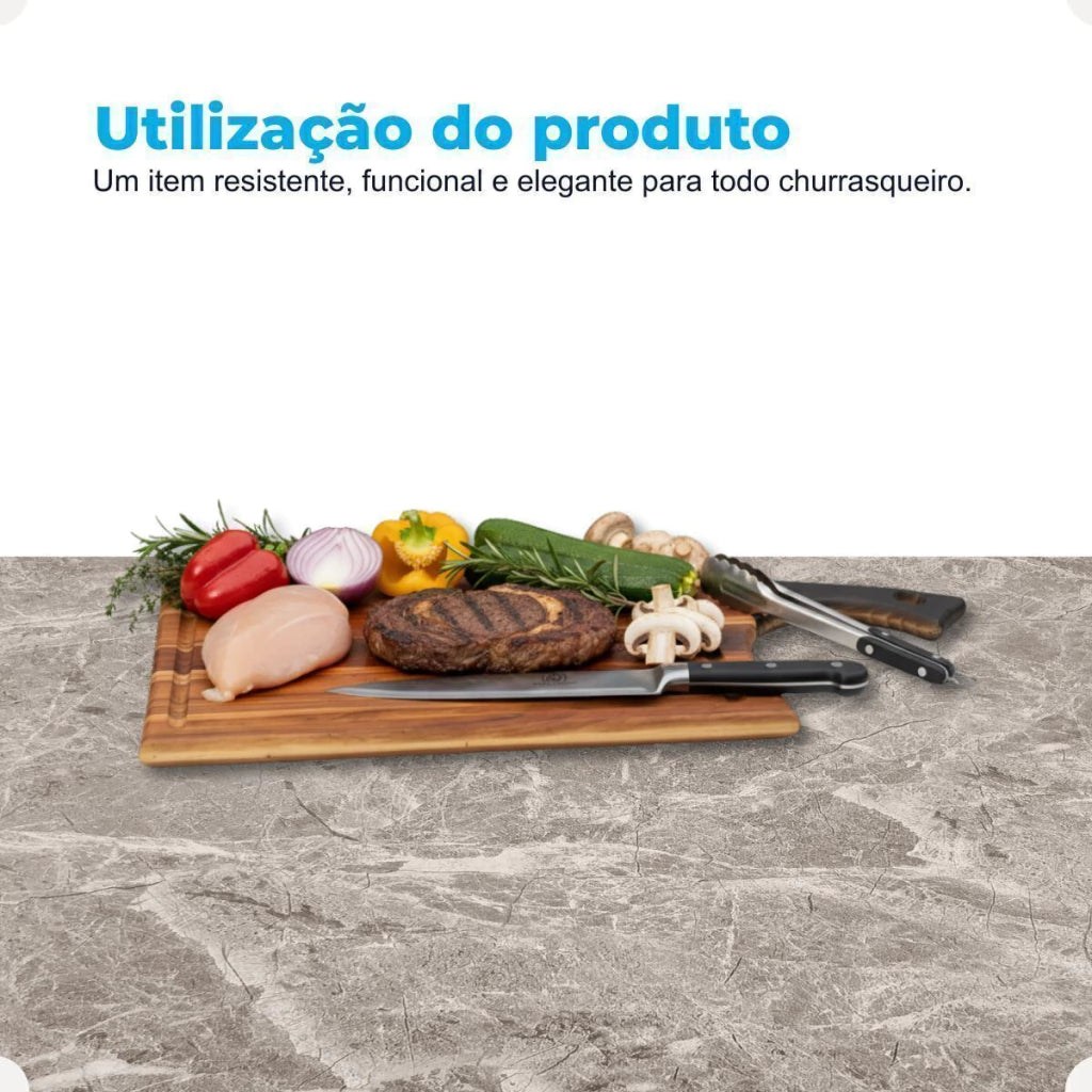 Tábua Cutelo para Churrasco com Cabo – 44 x 24 cm