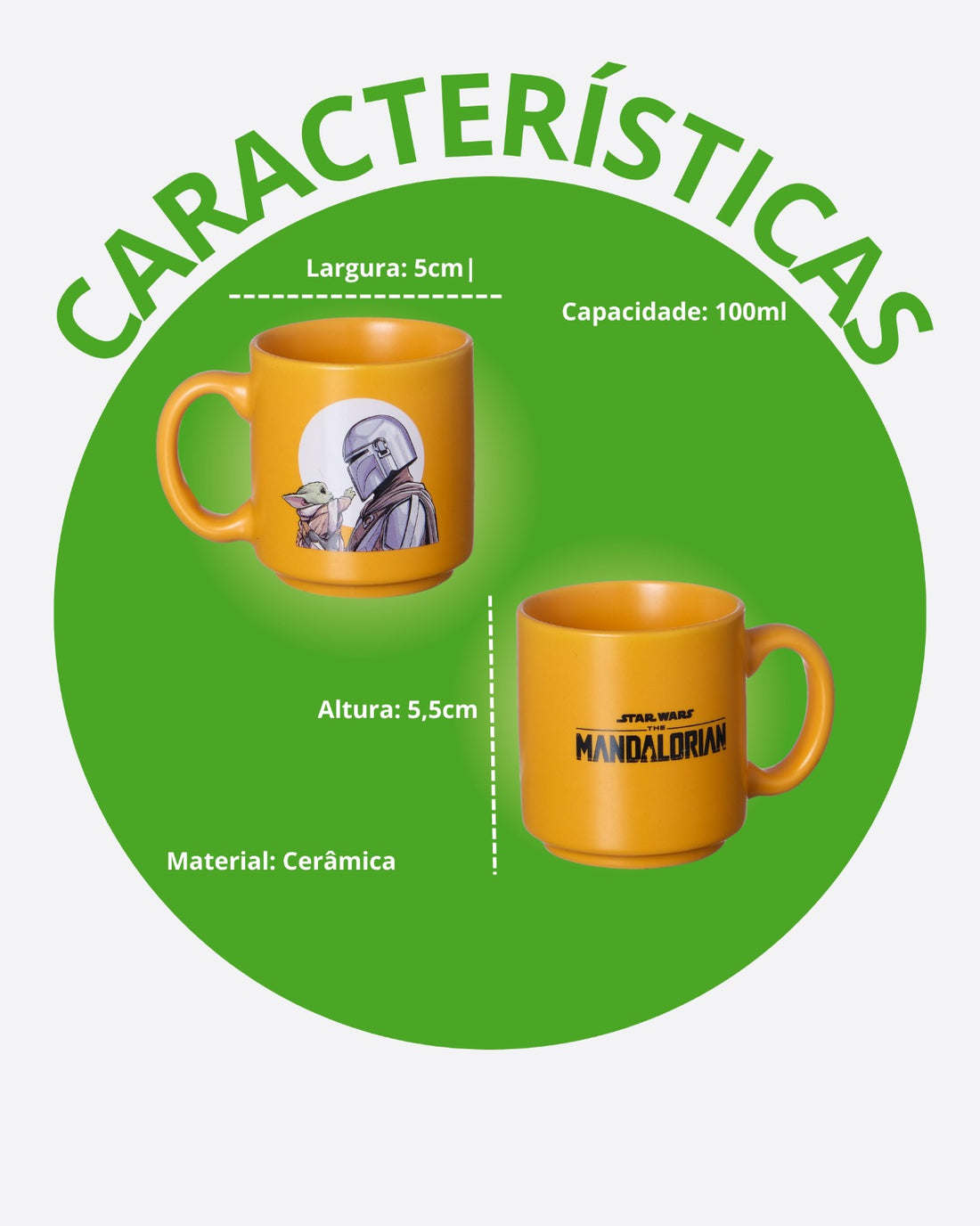 Caneca Mini Tina Cerâmica 100ml Mandalorian