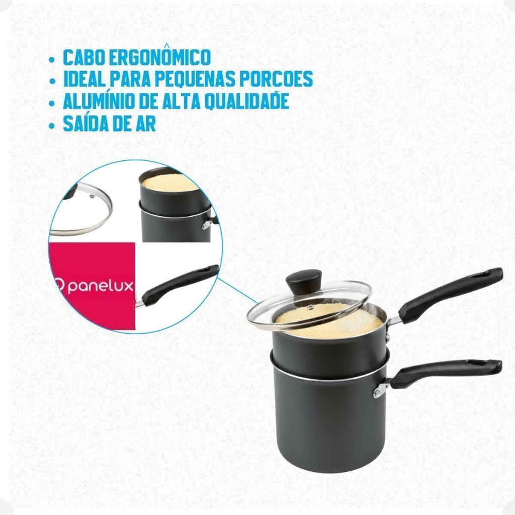 Cuscuzeiro Individual Magnific em Alumínio Grafite – 10 cm