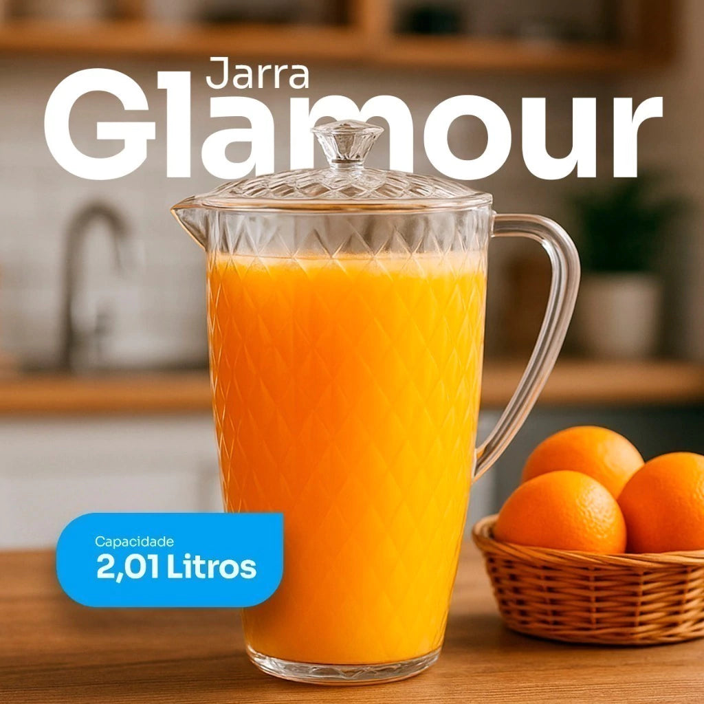 Jarra Glamour em Acrílico Cristal com Tampa – 2 L