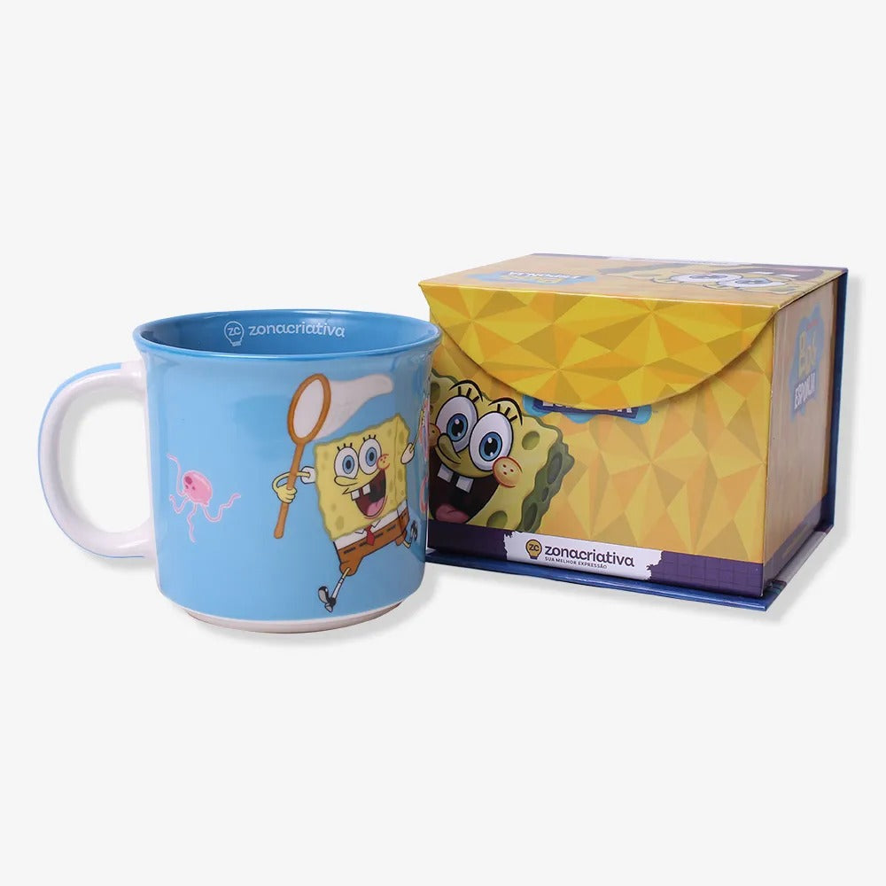 Caneca Tom Cerâmica 350ml Bob Esponja e Patrick