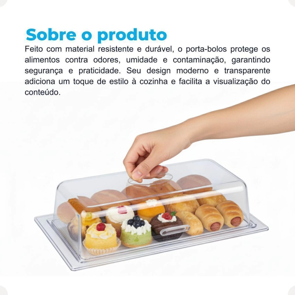 Porta-Pães em Acrílico para Doces e Salgados – 22,5 x 9,5 cm