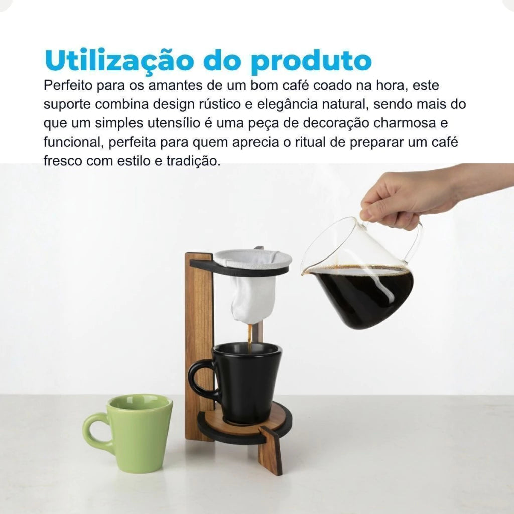 Mini Coador Artesanal com Xícara em MDF – 250 ml