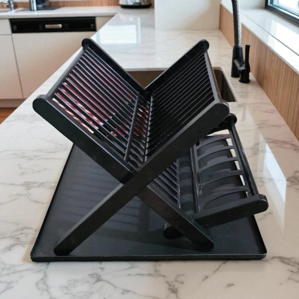 Escorredor de Louças Dobrável Slim para 14 Pratos – Preto