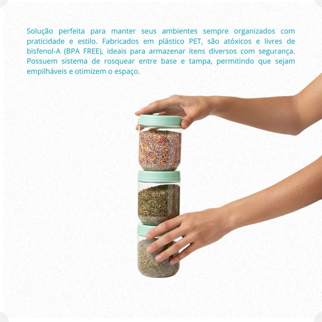 Kit Porta Condimentos Gire Trave 380ml 3 Peças Verde Agua