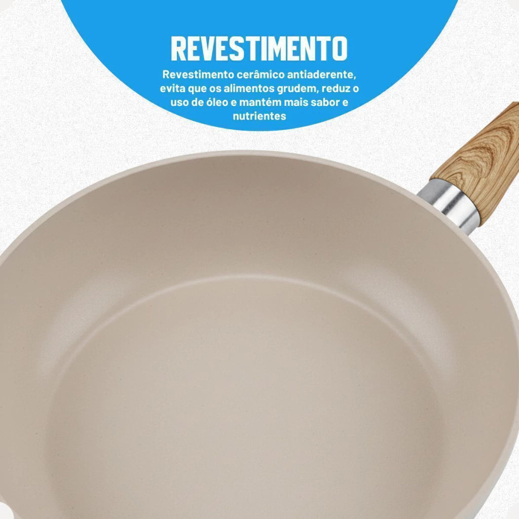 Conjunto de Panelas Cairo Hauskraft 5 Peças em Cerâmica Antiaderente