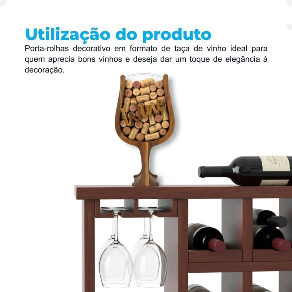 Porta-Rolhas em Formato de Taça em MDF – P