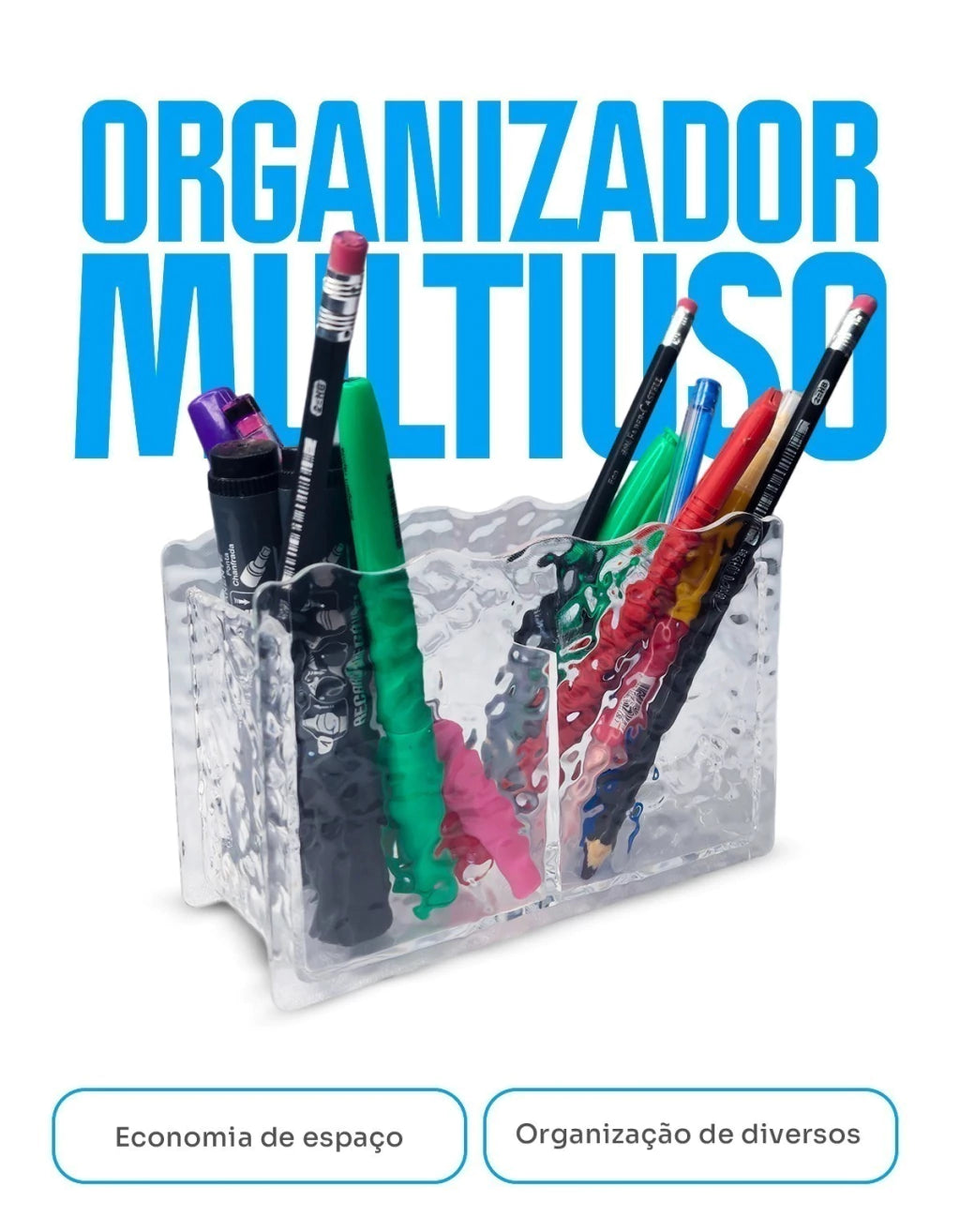 Organizador Multiuso Duplo em Acrílico Texturizado