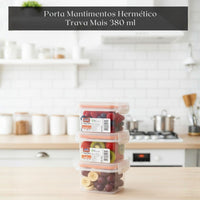 Kit Pote Plástico Hermético Trava Mais 3 Peças 380ml Laranja