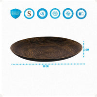 Kit Centro de Mesa Redondo 30cm + Folha Curva 24,5cm Zein Marrom Envelhecido